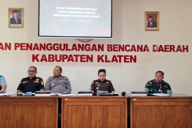 Rapat Satgas Penanggulangan Kebakaran Hutan dan Lahan di Kabupaten Klaten Tahun 2023