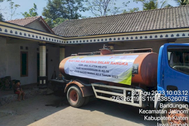 RSUD Bagas Waras Salurkan Bantuan Air Bersih Untuk Masyarakat desa Bandungan, kecamatan Jatinom