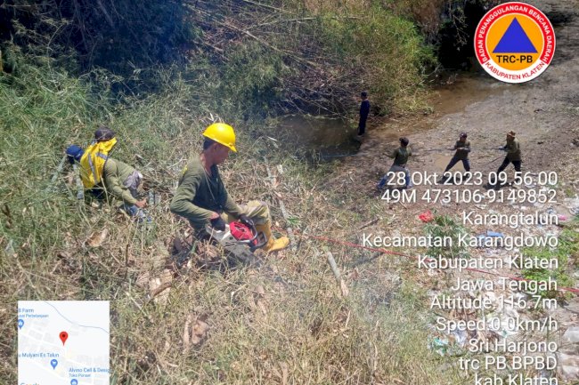 Gotong Royong Bersihkan Rumpun Bambu Roboh di Kali Gawe, Karangdowo