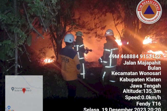 Kebakaran Bekas Kandang Ayam di desa Bulan, kecamatan Wonosari
