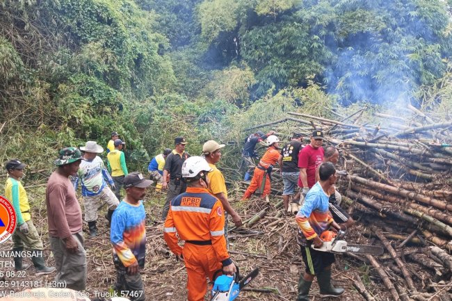 Eksekusi Rumpun Bambu Roboh ke Aliran Sungai Dengkeng Desa Gaden, Kecamatan Trucuk