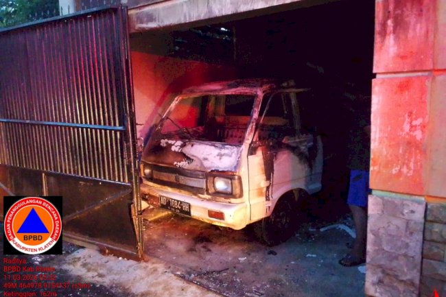 Kebakaran Mobil dan Sepeda Motor di Desa Bowan, Delanggu, Penyebab Belum Diketahui