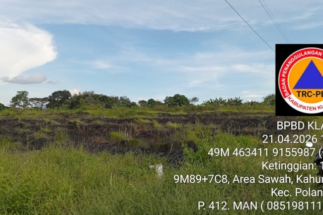 Kebakaran Lahan Kosong di Desa Kahuman, Polanharjo, Penyebab Tidak Diketahui