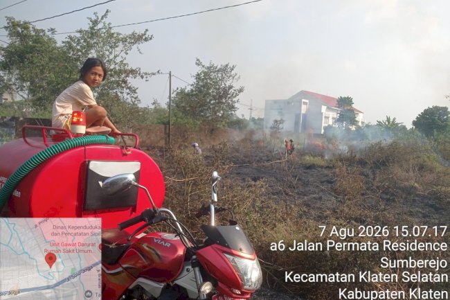 Pembakaran Sampah Tidak Terkontrol sebabkan Kebakaran Lahan di Desa Sumberejo, Kecamatan Klaten Selatan