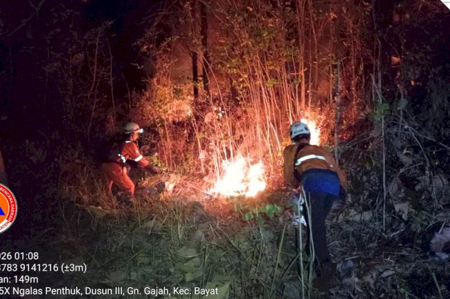 Karhutla Bukit Pindul di Desa Gununggajah, Kecamatan Bayat