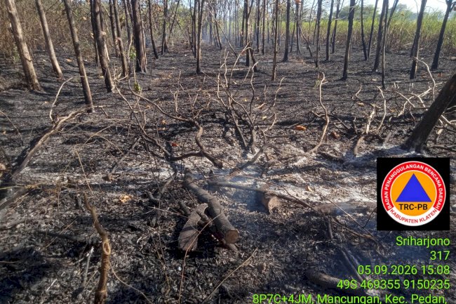 Kebakaran Lahan seluas 18.000 M2 di Desa Kalangan, kecamatan Pedan