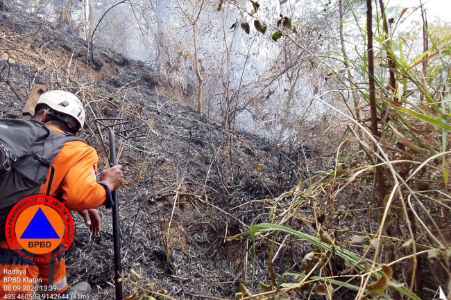 Kebakaran Hutan seluas  ± 3,1 Ha di Gunung Sari Desa Krakitan, Kecamatan Bayat