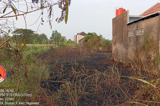 Pembakaran Sampah Tidak Terkontrol,  Lahan Terbakar seluas ± 1.500 m² di Desa Kwaren, Kecamatan Ngawen
