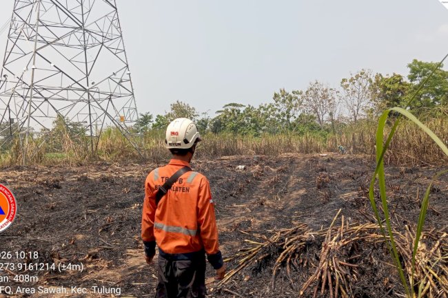 Kebakaran Lahan Tebu dengan luasan terbakar ± 10.000 M²/ 1 ha di Desa Sudimoro, Kecamatan Tulung