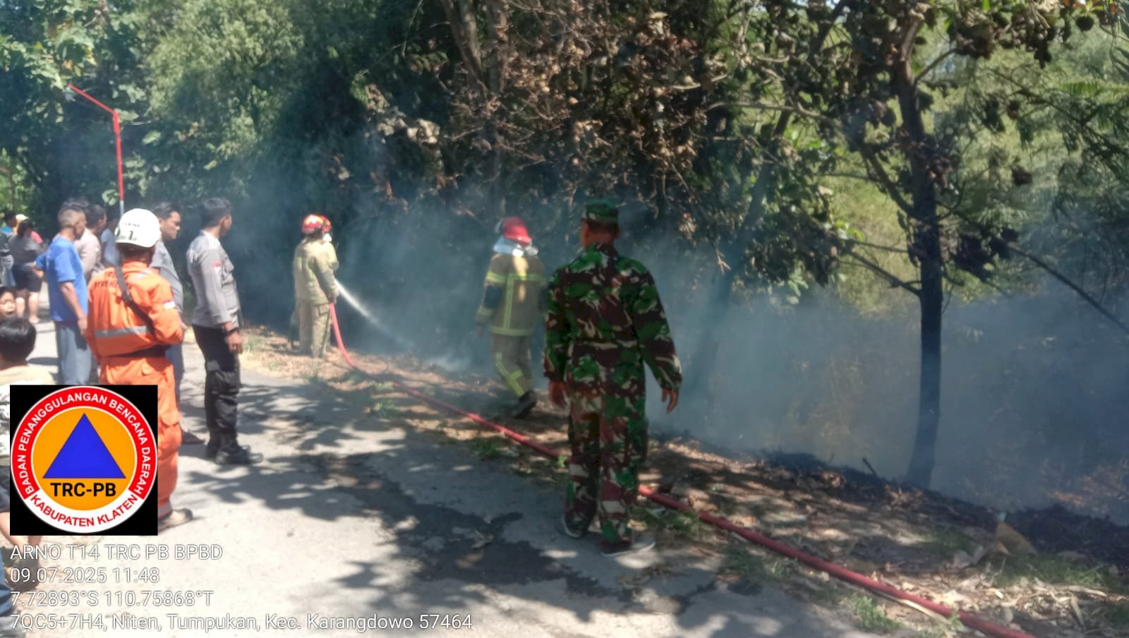 Kebakaran Lahan seluas 600m² di Desa Tumpukan, Kecamatan Karangdowo