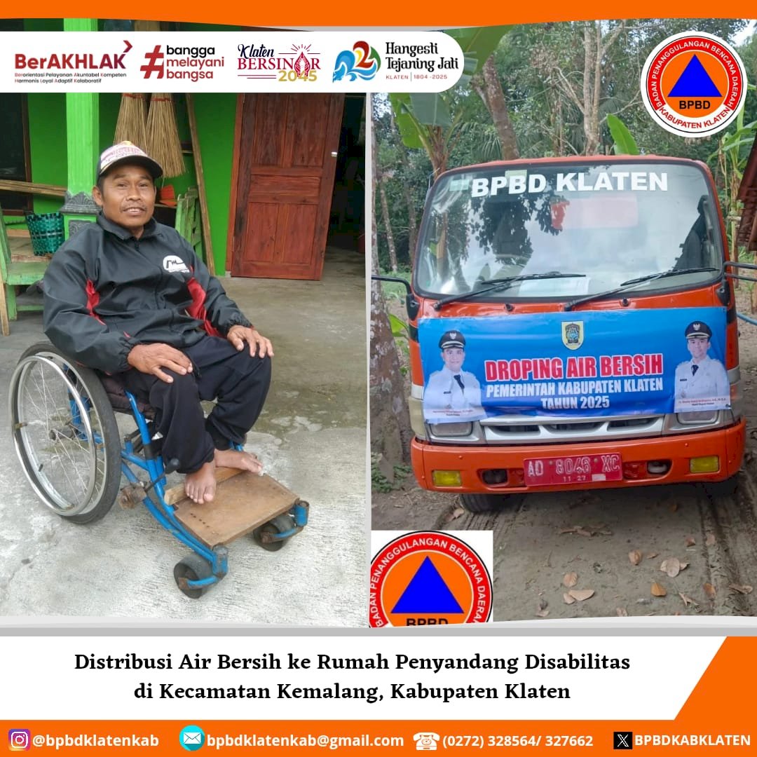 Distribusi Air Bersih ke Rumah Penyandang Disabilitas di Kecamatan Kemalang, Kabupaten Klaten