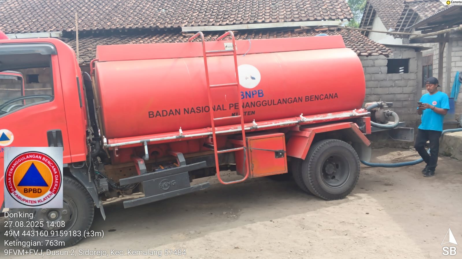 Infografis Droping Air Bersih periode 04-27 Agustus 2025 BPBD Kabupaten Klaten