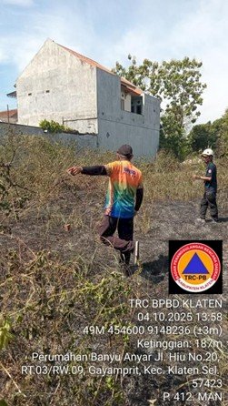 Kebakaran Lahan Di kecamatan Klaten Selatan