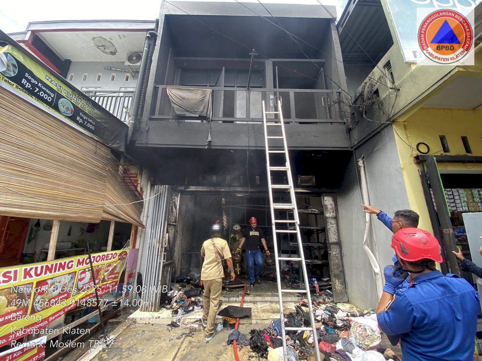 Kebakaran Tempat Usaha "Laundry" di Jl Prenjak, Bareng Klaten Terbakar