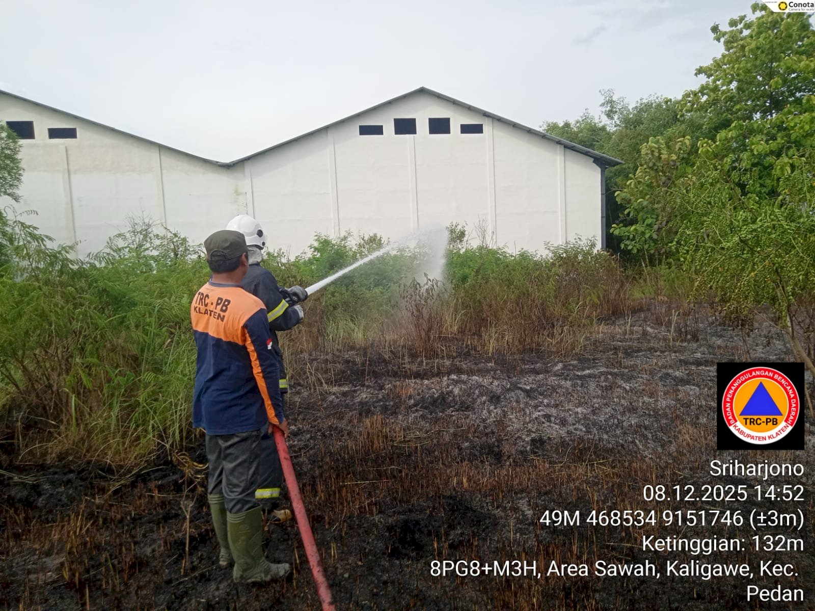 Lahan Seluas 2 Hektar di Desa Kaligawe, Kecamatan Pedan Terbakar