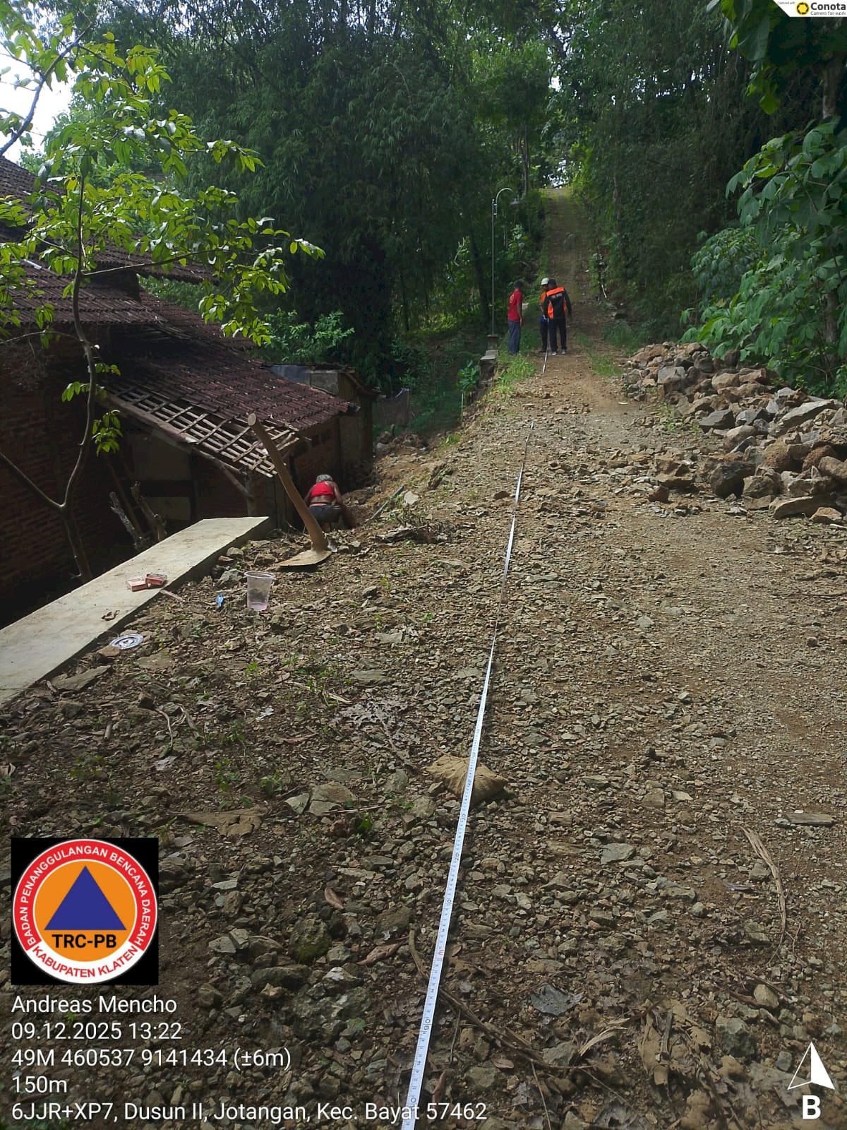 Akibat Hujan Deras, Talud Jalan Kampung Ambrol di Desa Jotangan, Kecamatan Bayat