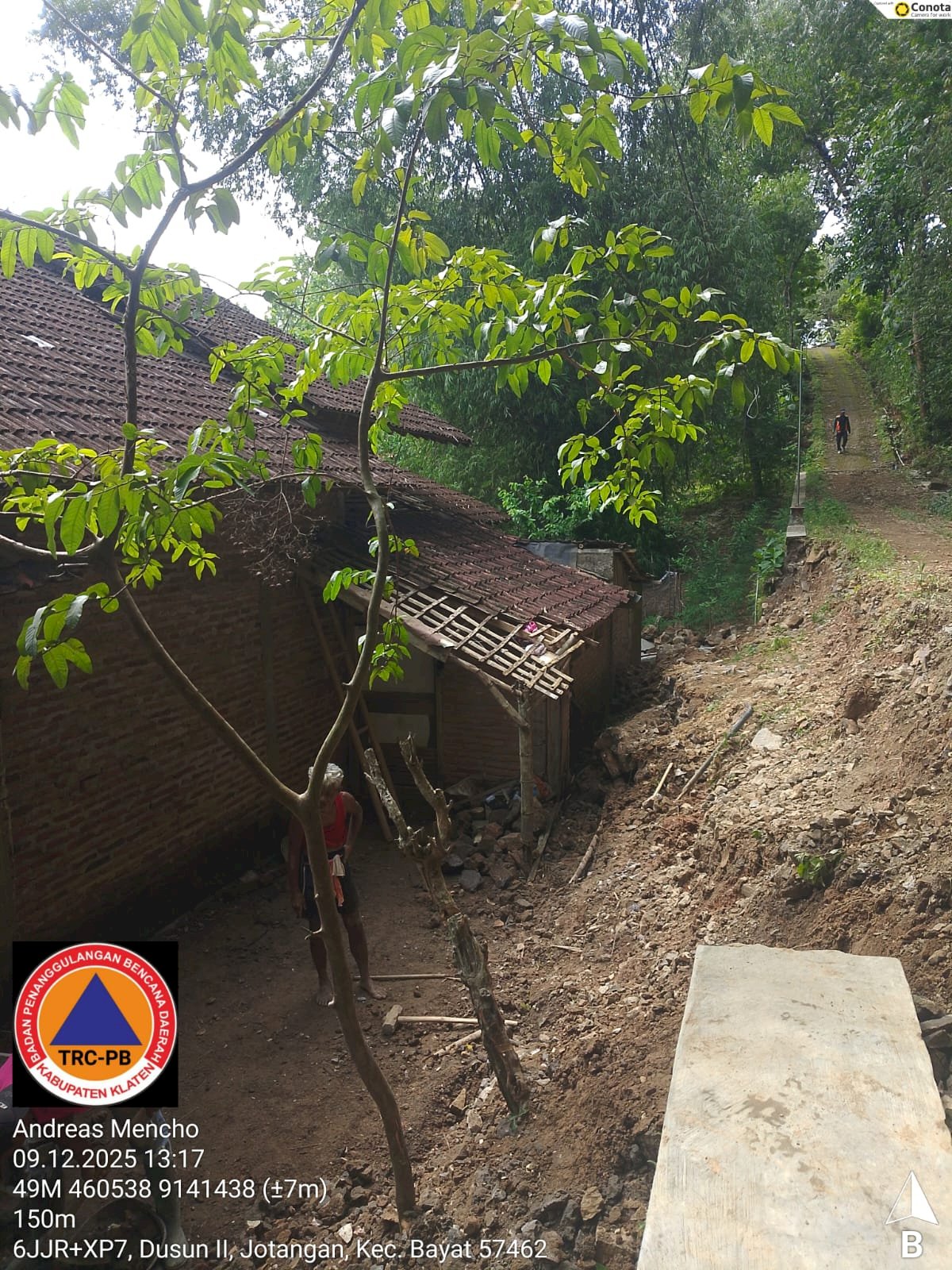 Akibat Hujan Deras, Talud Jalan Kampung Ambrol di Desa Jotangan, Kecamatan Bayat