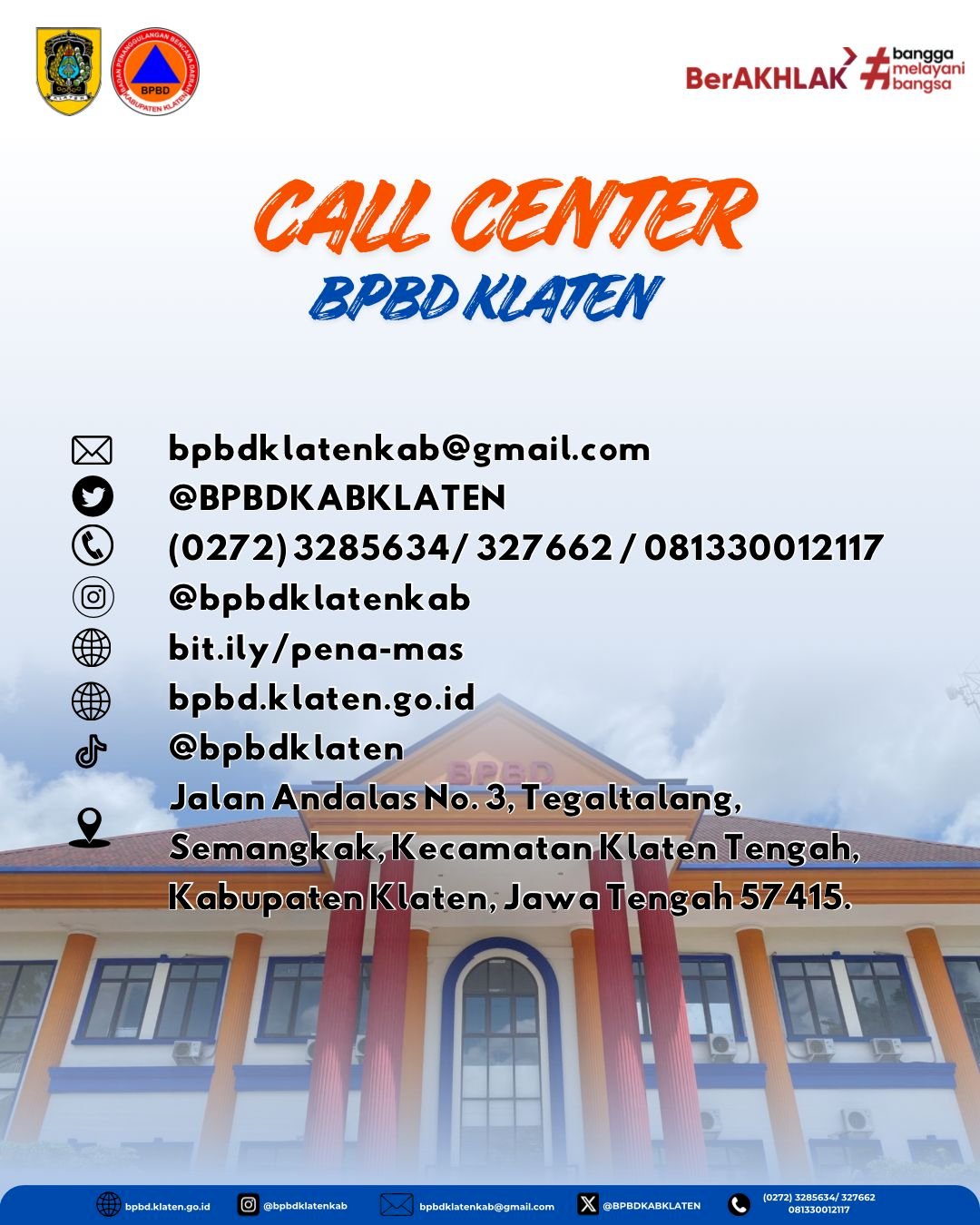 Simpan! Nomor Darurat/ Emergency bagi Masyarakat Kabupaten Klaten