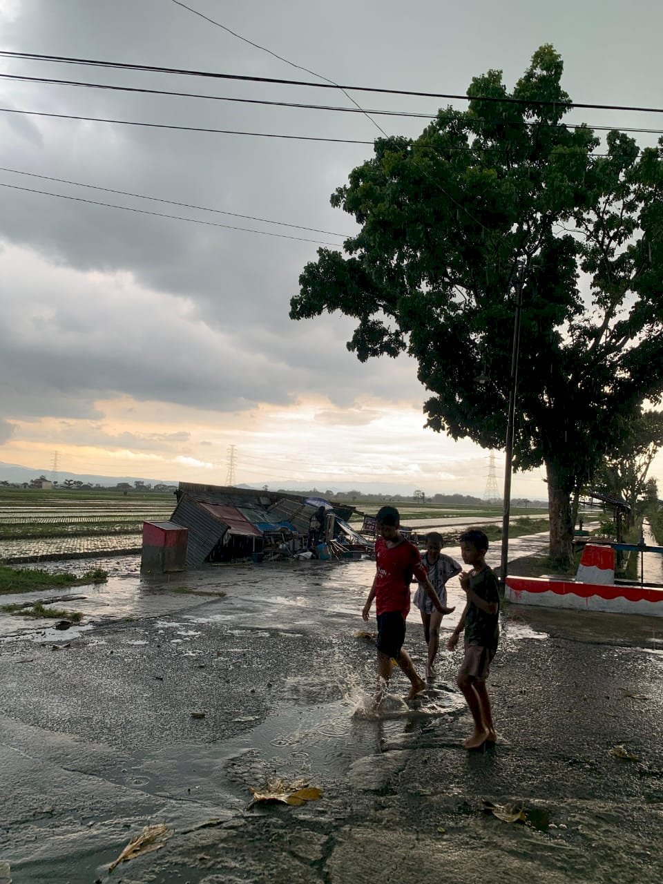 Hujan Deras Disertai Angin Kencang di Karangdowo, Warung Angkringan Roboh