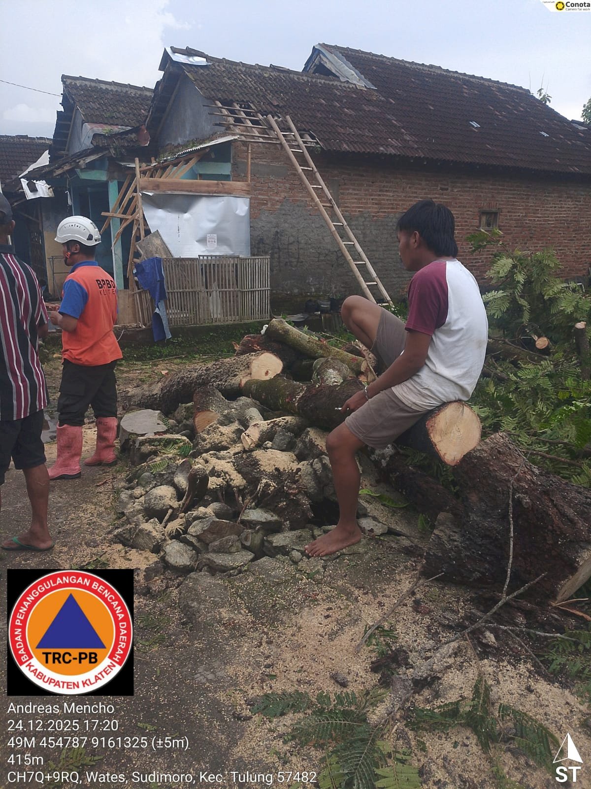 Hujan Deras Disertai Angin Kencang di Kecamatan Tulung, 2 Desa Terdampak