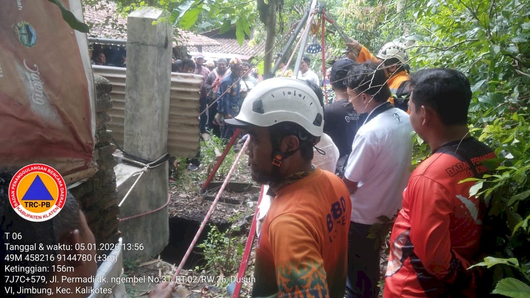 Respon Cepat: TRC BPBD Klaten Evakuasi Laka Sumur di Desa Jimbung, Kecamatan Kalikotes