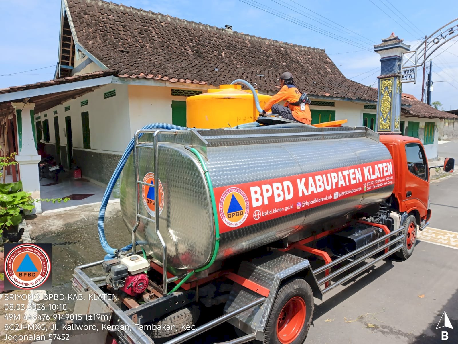 Pipa Pamsimas Rusak, BPBD Klaten Dropping Air Bersih 3 Tangki ke Desa Gumul, Kecamatan Karangnongko