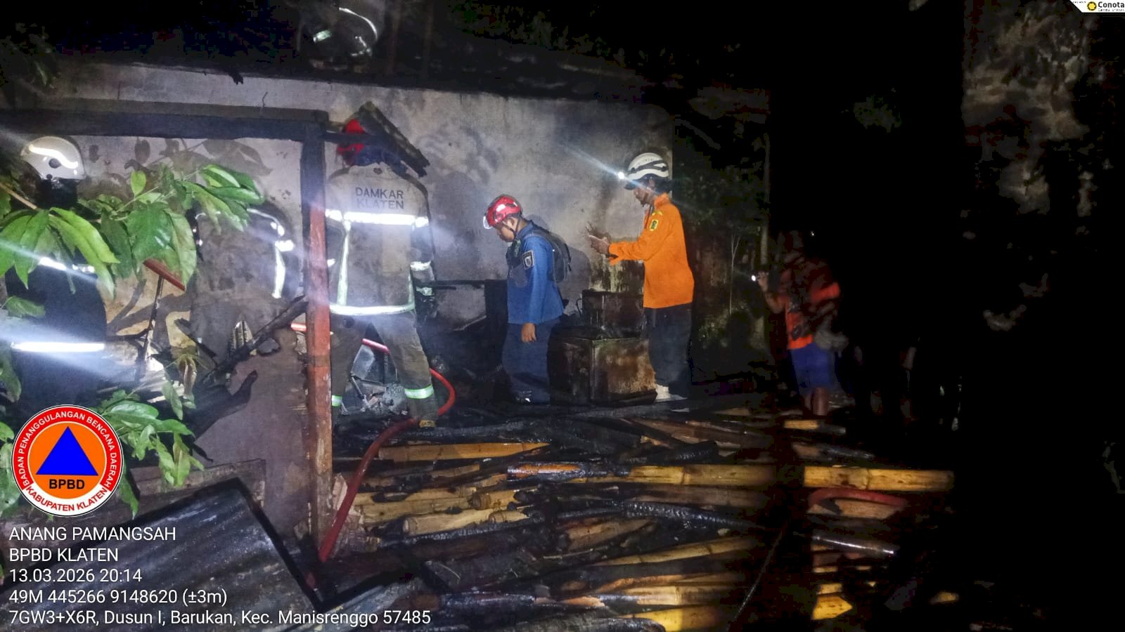 Lupa Matikan Kompor Saat Masak Air, Rumah Warga di Manisrenggo Terbakar