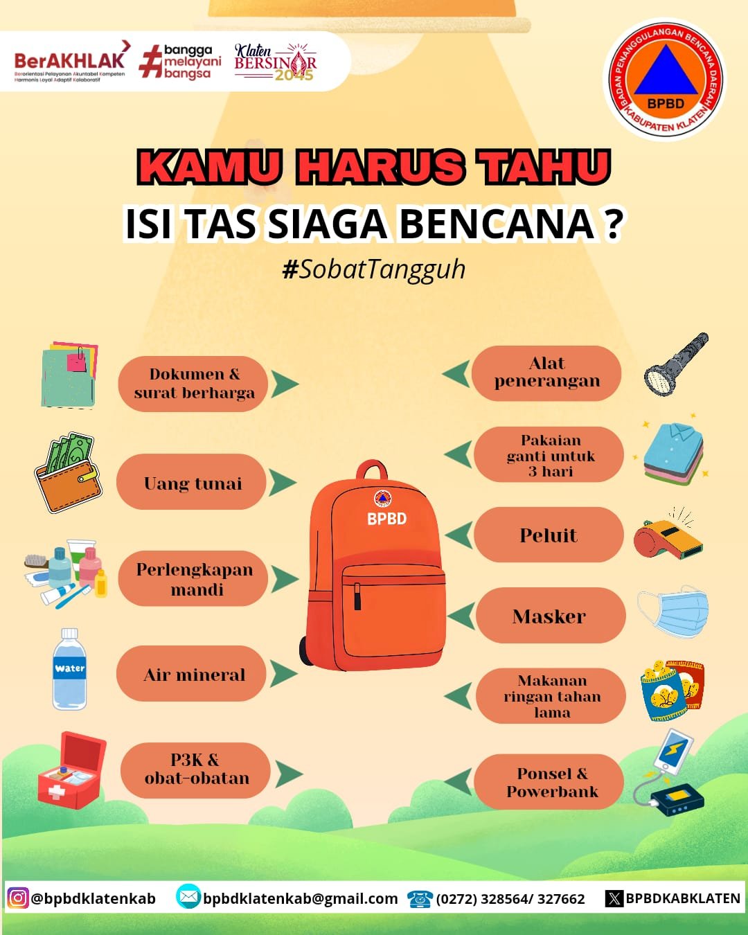 Kamu Harus Tahu. Yuk Kenali Isi Tas Siaga Bencana!