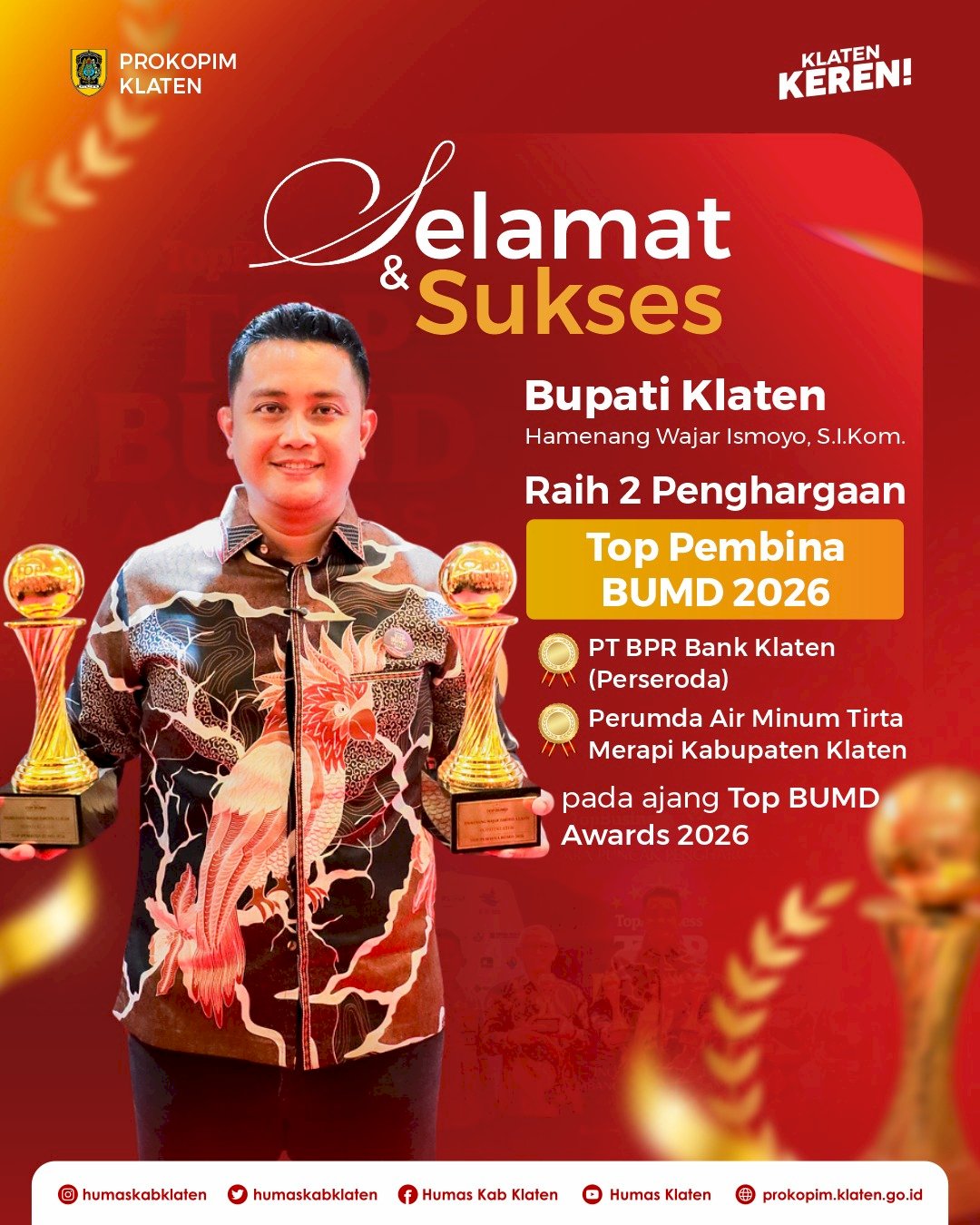 Pemkab Klaten Raih 2 Penghargaan Top Pembina BUMD 2026