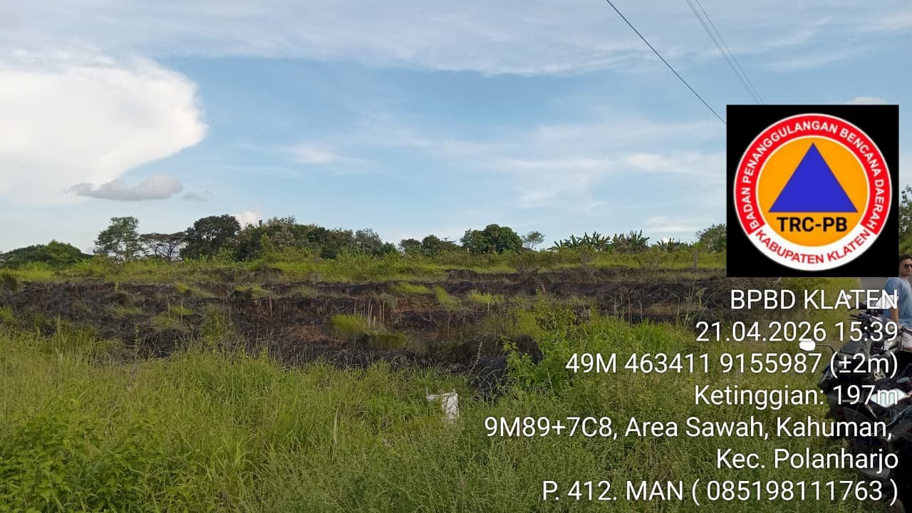 Kebakaran Lahan Kosong di Desa Kahuman, Polanharjo, Penyebab Tidak Diketahui