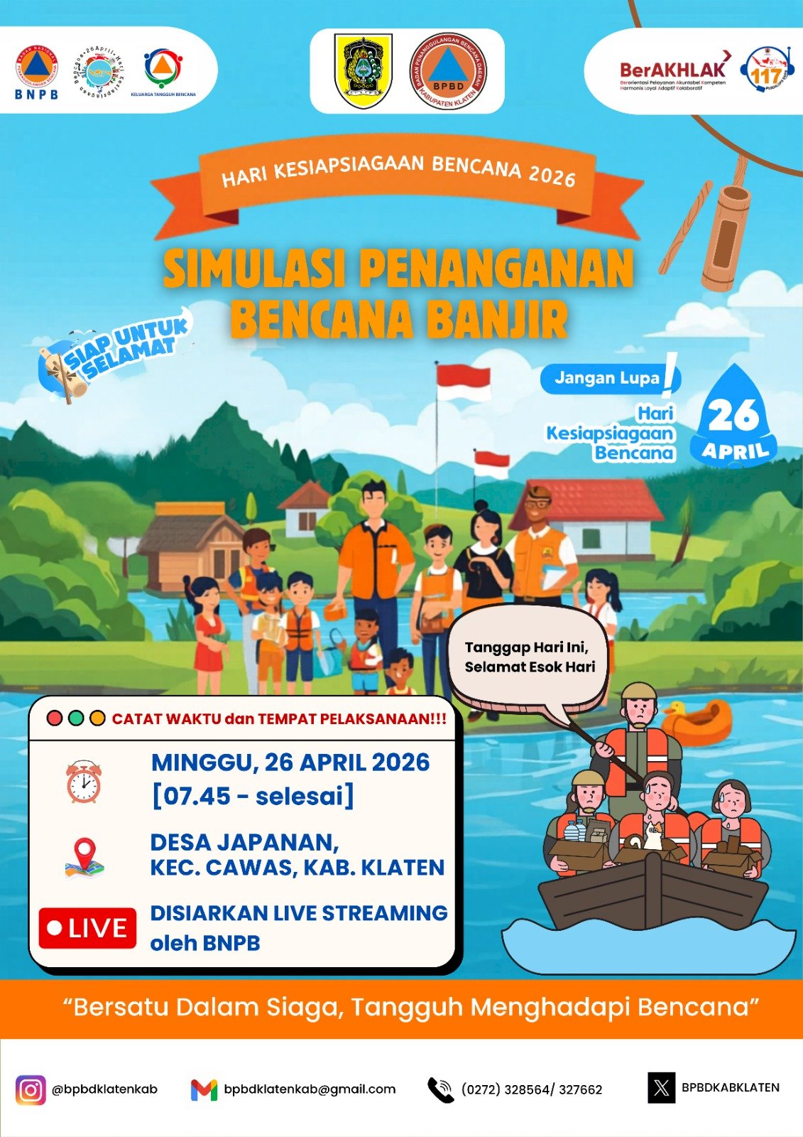 HKB 2026, BPBD Klaten Gelar Simulasi Penanganan Banjir