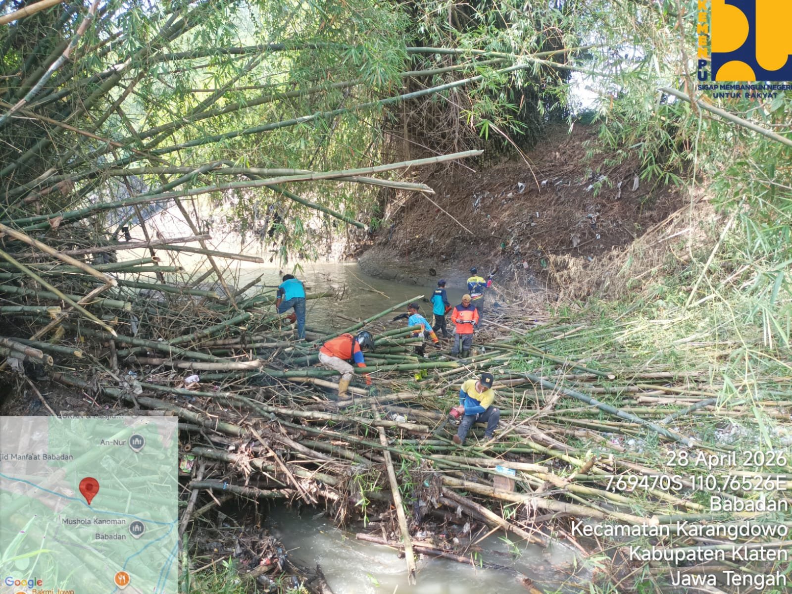Eksekusi Rumpun Bambu Roboh ke Aliran Sungai Bloro, Desa Babadan, Kecamatan Karangdowo