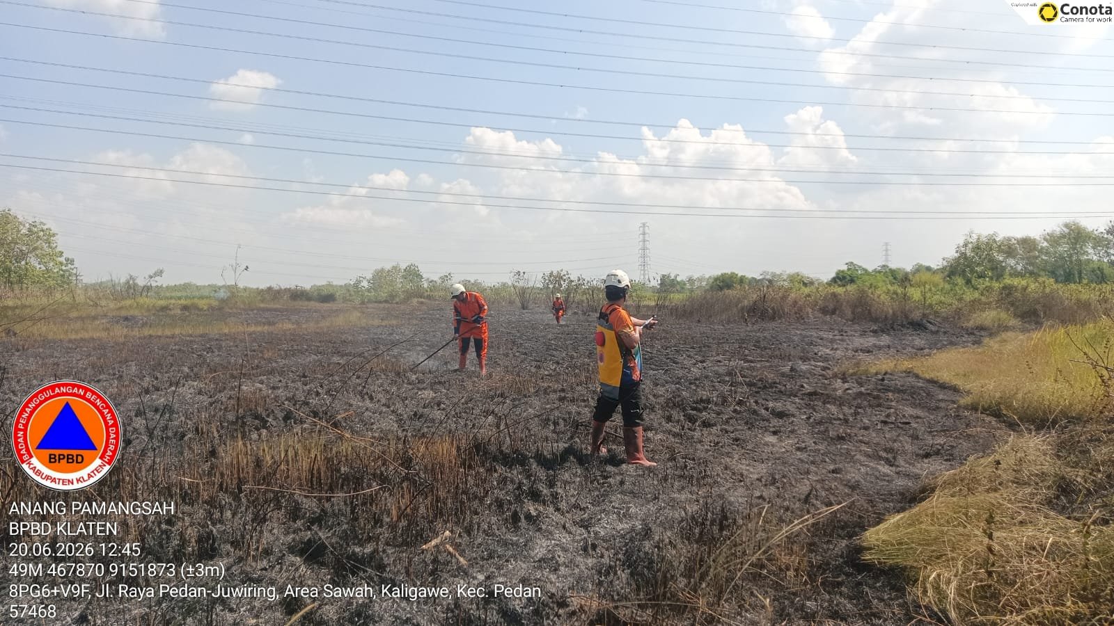 Kebakaran Lahan seluas 3Ha di Desa Kaligawe, Kecamatan Pedan