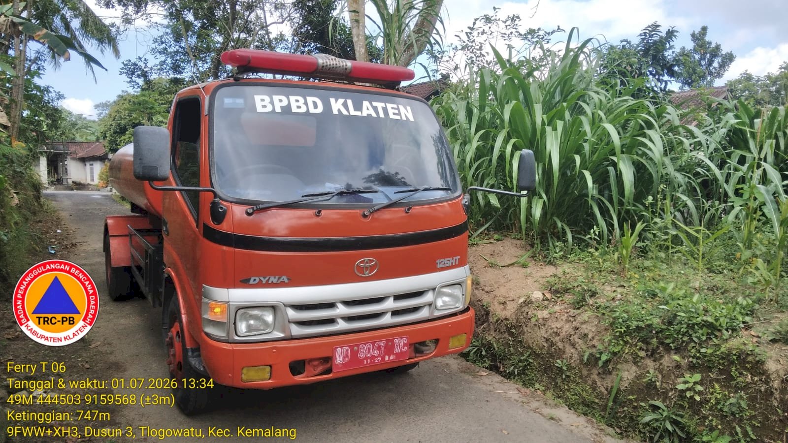 Droping Air Bersih 9 Tangki ke Tiga Desa di Kecamatan Kemalang