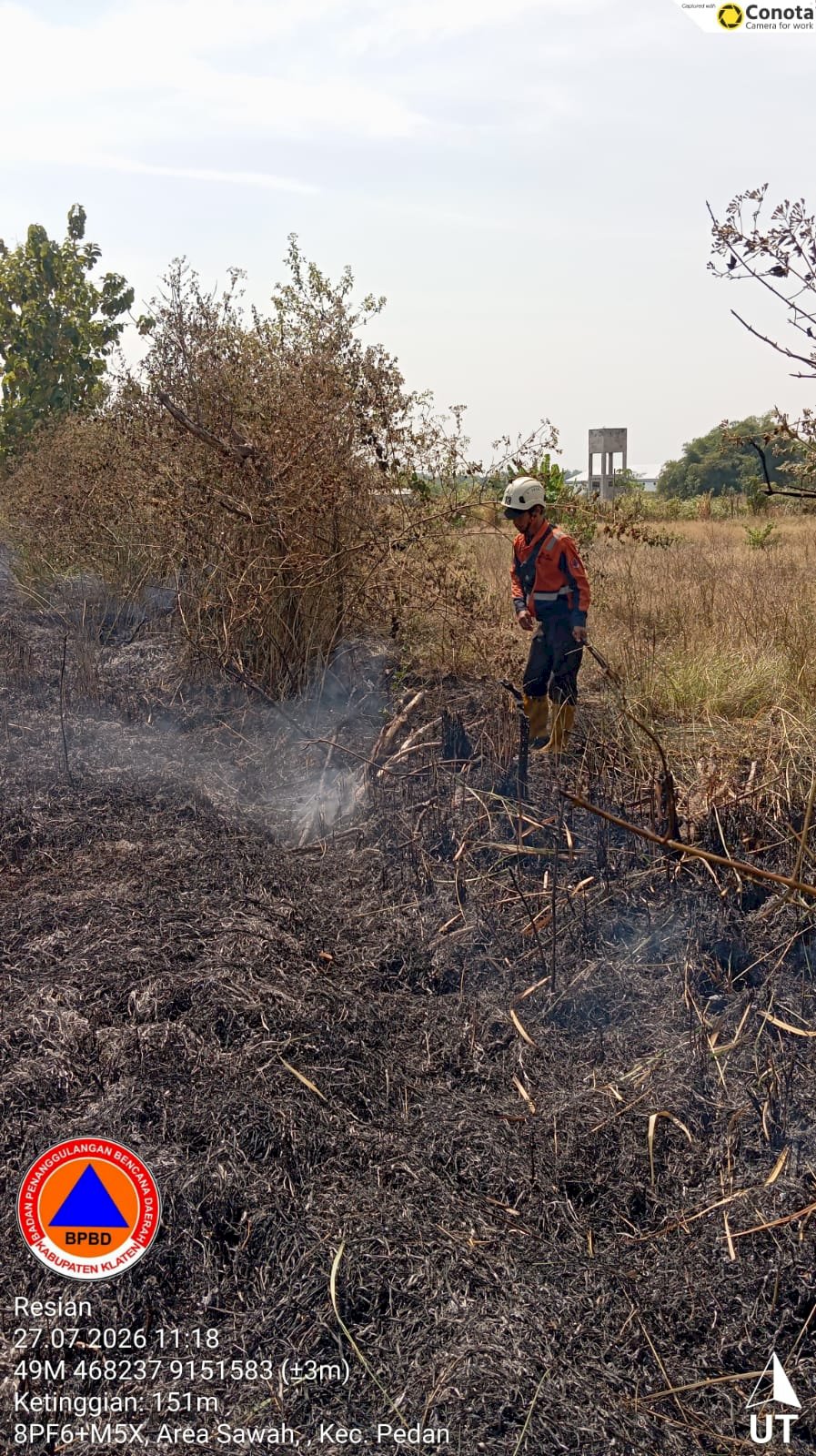 Kebakaran Lahan seluas ± 1.000 m² di Desa Kaligawe, Kecamatan Pedan