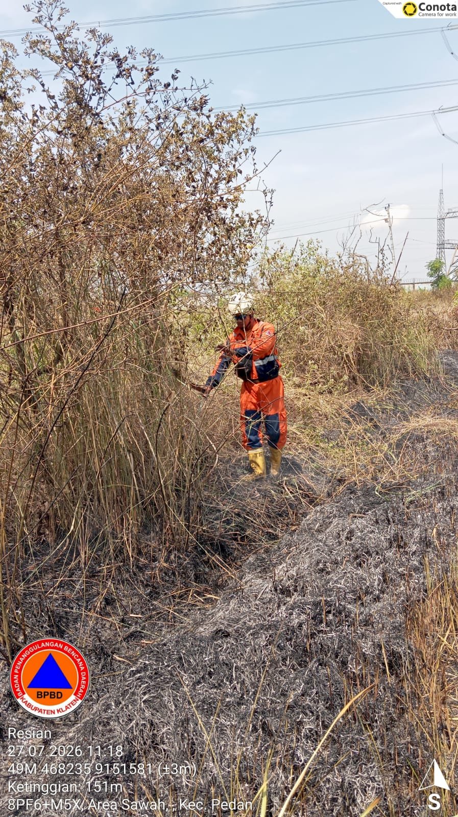 Kebakaran Lahan seluas ± 1.000 m² di Desa Kaligawe, Kecamatan Pedan
