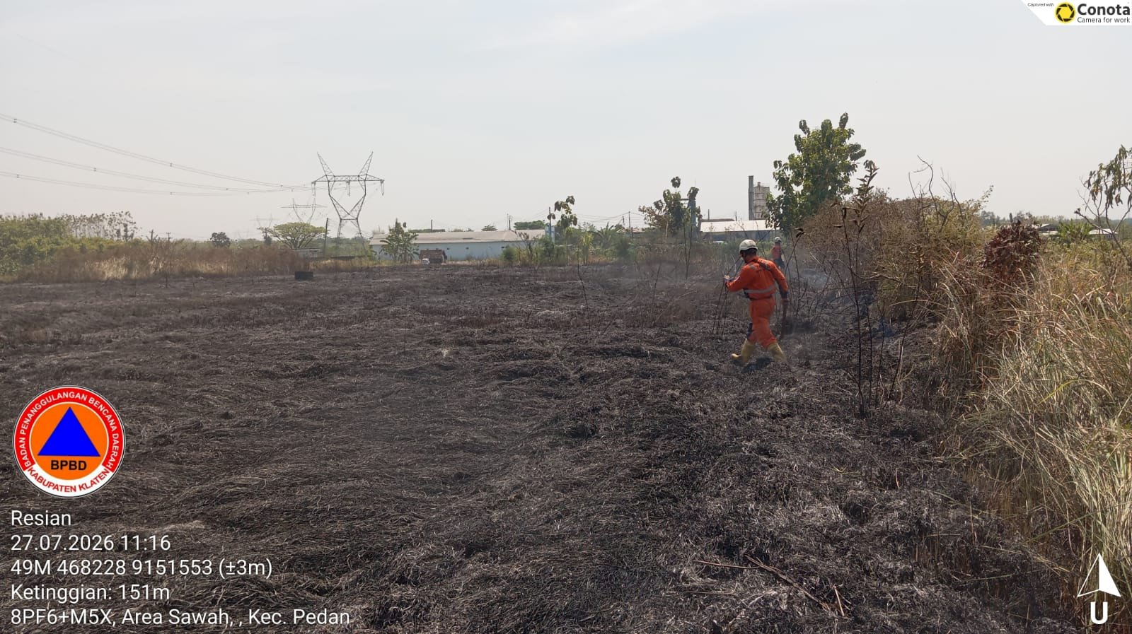Kebakaran Lahan seluas ± 1.000 m² di Desa Kaligawe, Kecamatan Pedan