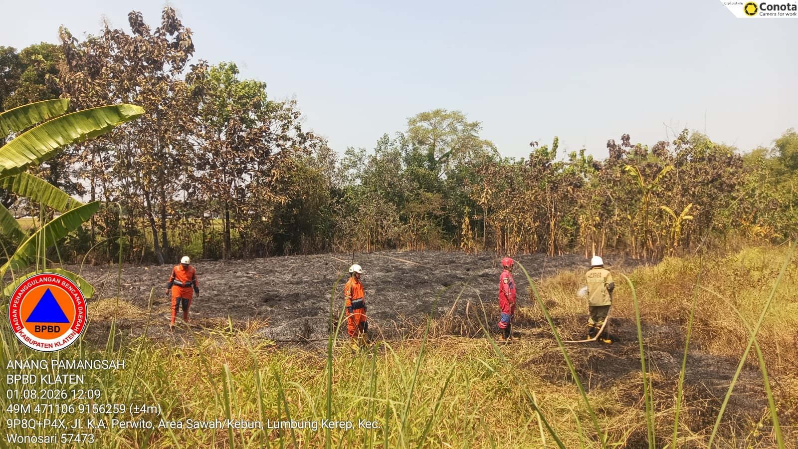 Kebakaran Lahan seluas ± 5.000 M² di Desa Sidodadi, Kecamatan Wonosari