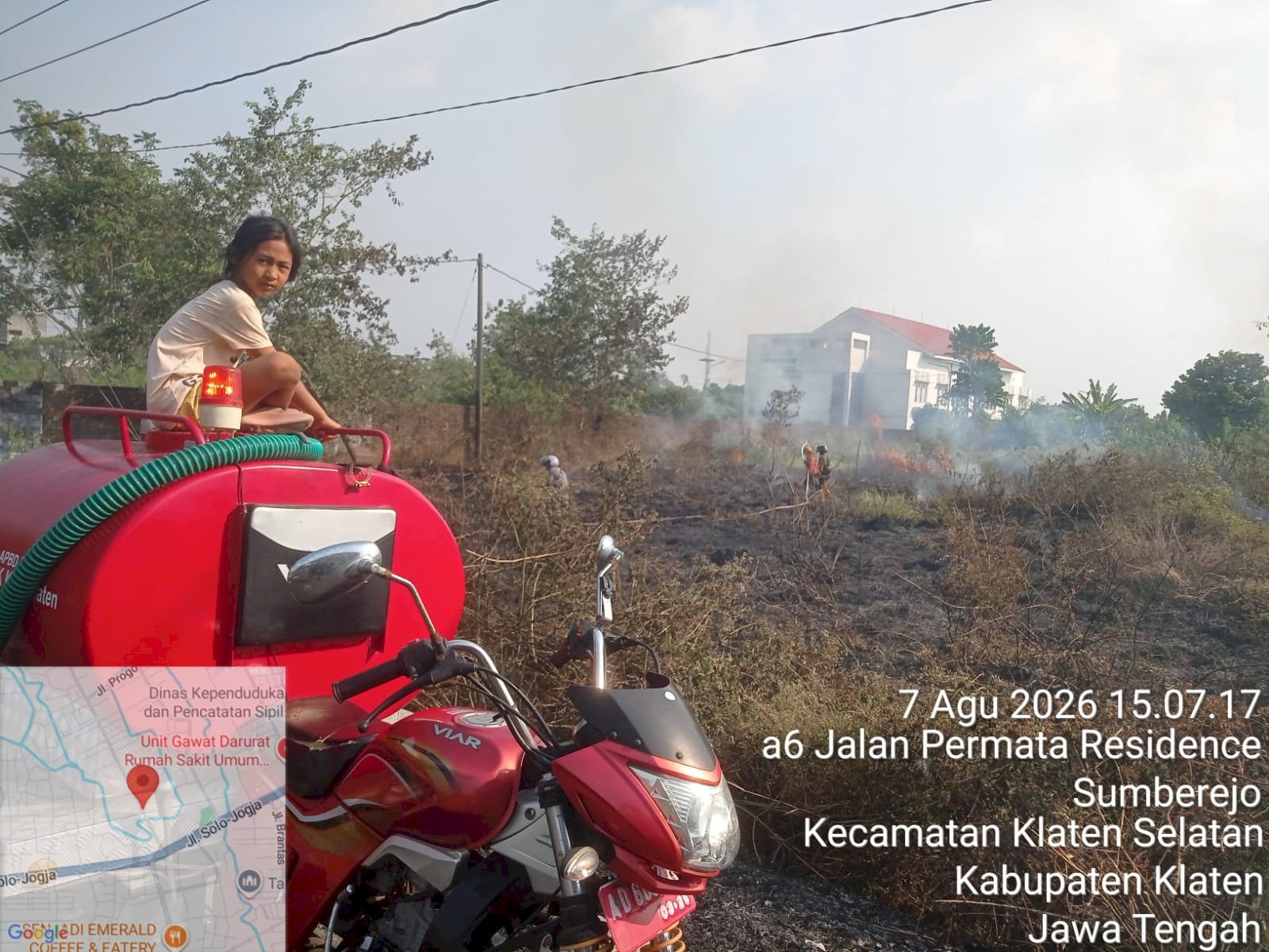 Pembakaran Sampah Tidak Terkontrol sebabkan Kebakaran Lahan di Desa Sumberejo, Kecamatan Klaten Selatan