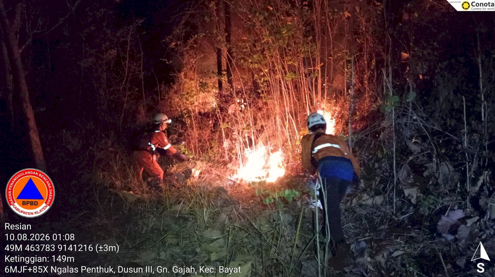 Karhutla Bukit Pindul di Desa Gununggajah, Kecamatan Bayat