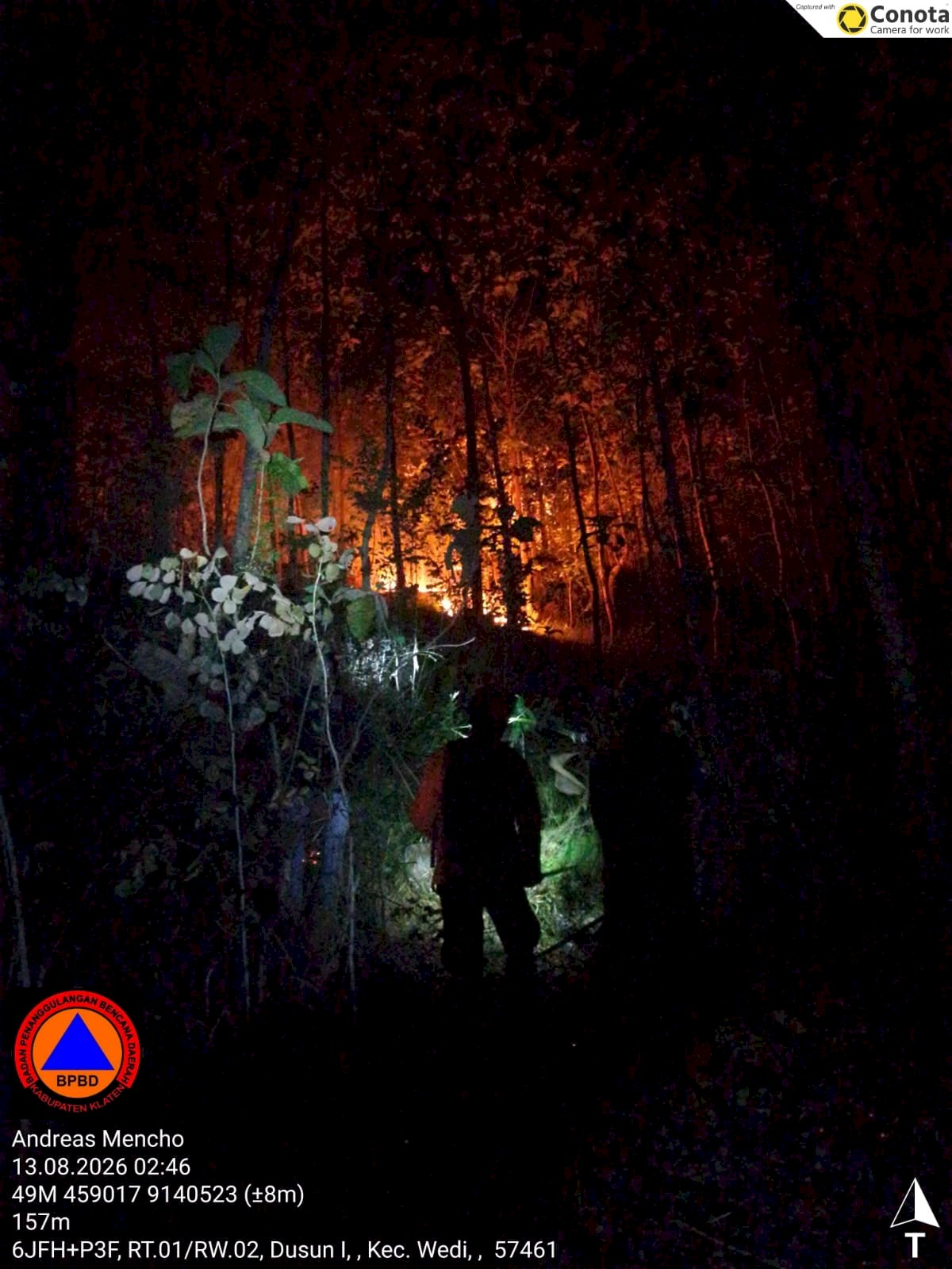 Kebakaran Hutan di Bukit Temugiring, Desa Melikan, Kecamatan Wedi