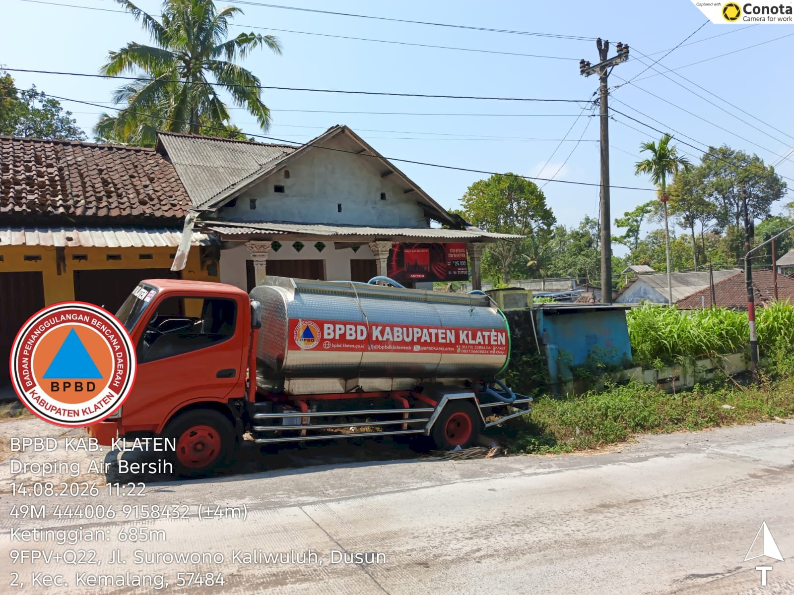 Infografis Droping Air Bersih 14 Agustus 2026 - BPBD Kabupaten Klaten