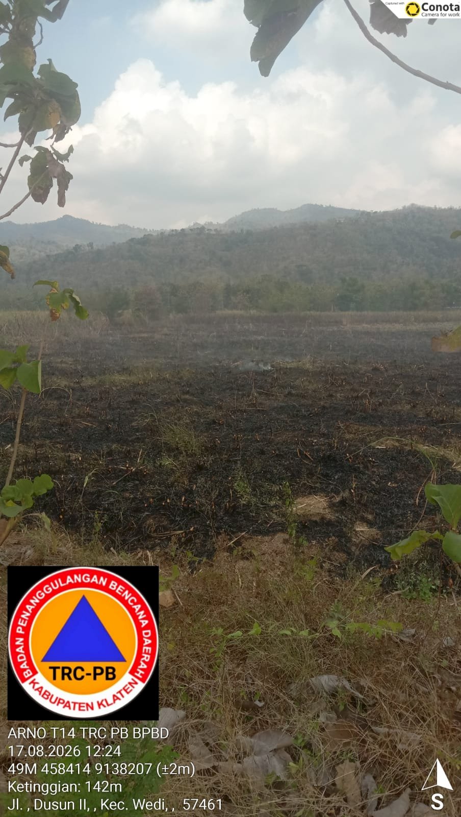 Kebakaran Lahan seluas ± 4 Ha di Desa Kadilanggon, Kecamatan Wedi