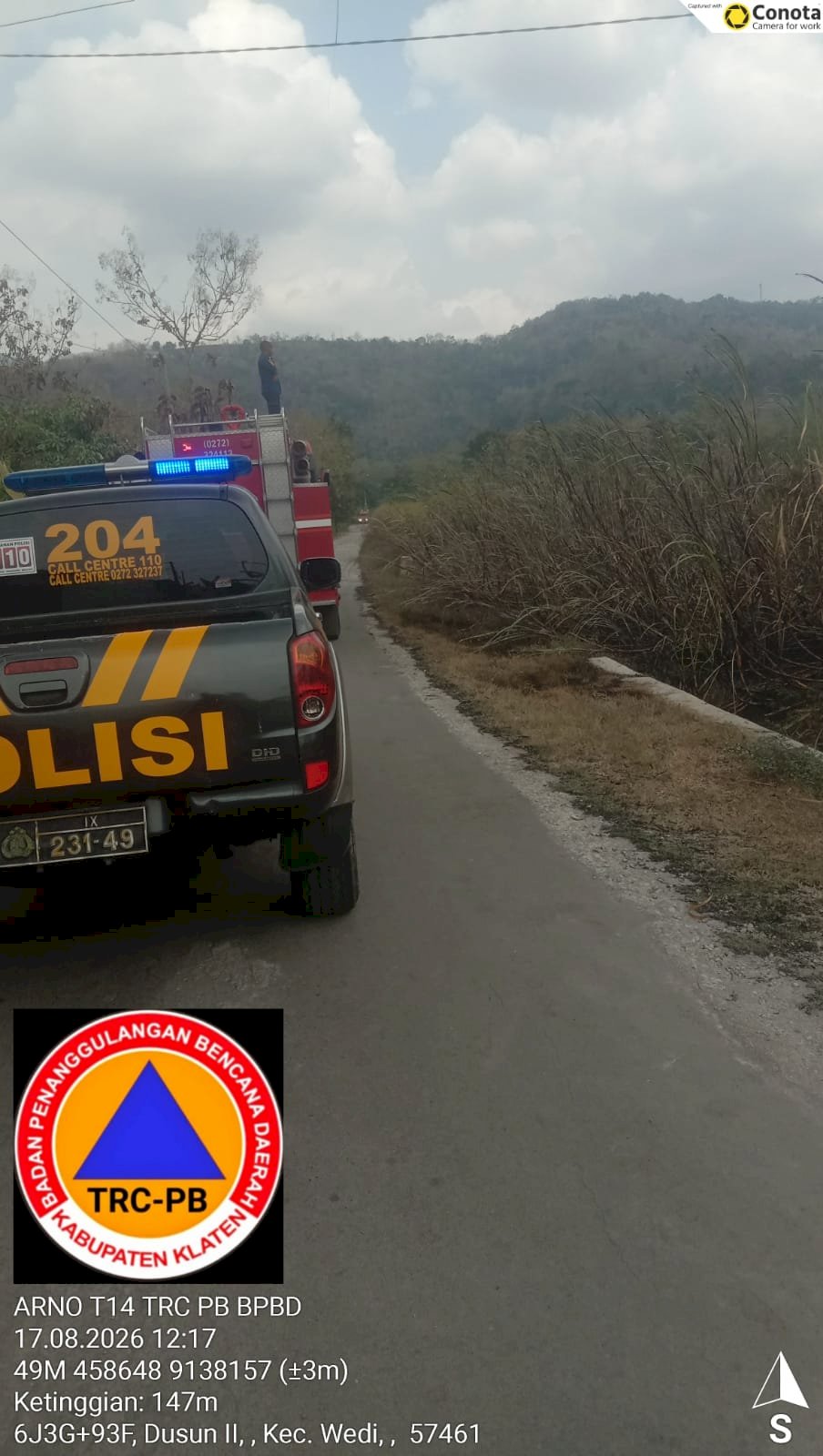 Kebakaran Lahan seluas ± 4 Ha di Desa Kadilanggon, Kecamatan Wedi