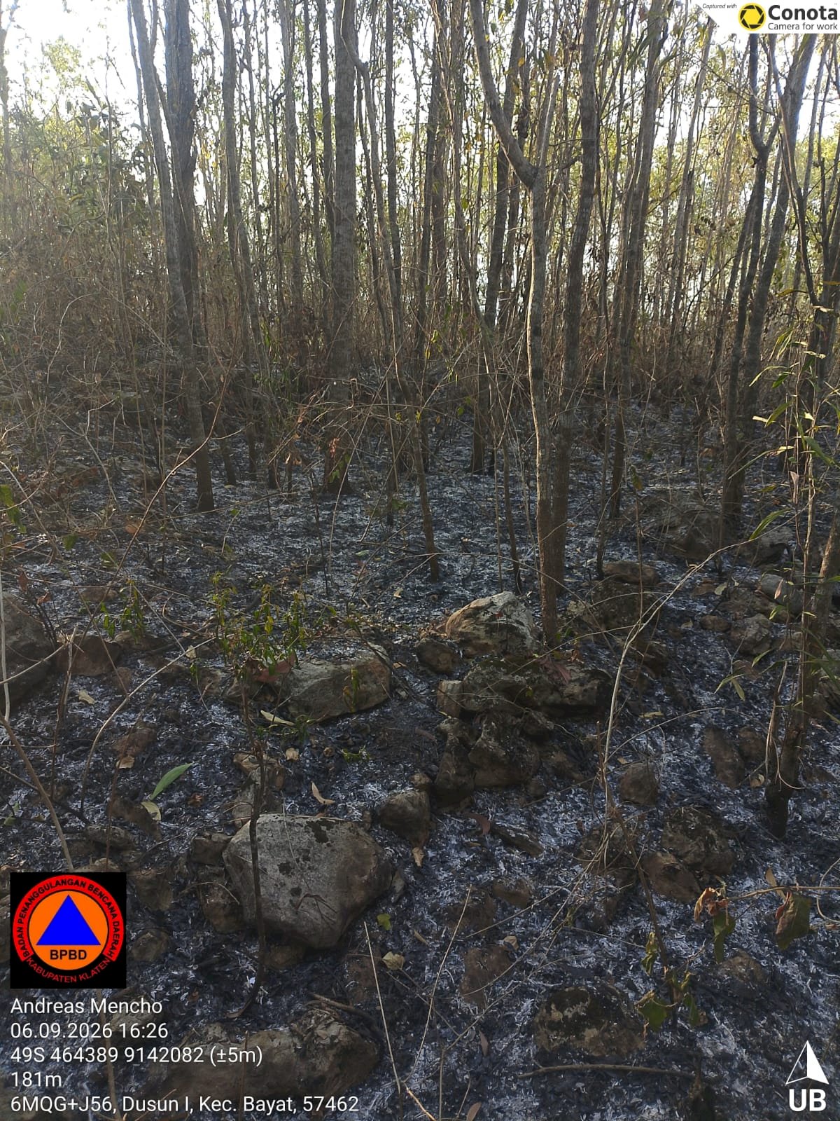Kebakaran Hutan seluas 20.000 m² di Kawasan Hutan Negara Pangkuan Talang  Desa Talang, Kecamatan Bayat 