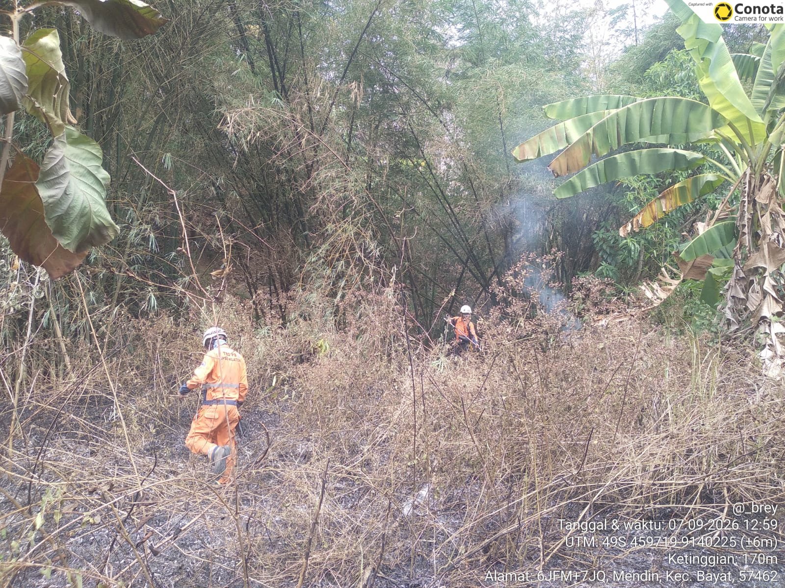 Kebakaran Lahan luasan ± 500 m² di Desa Paseban, Kecamatan Bayat