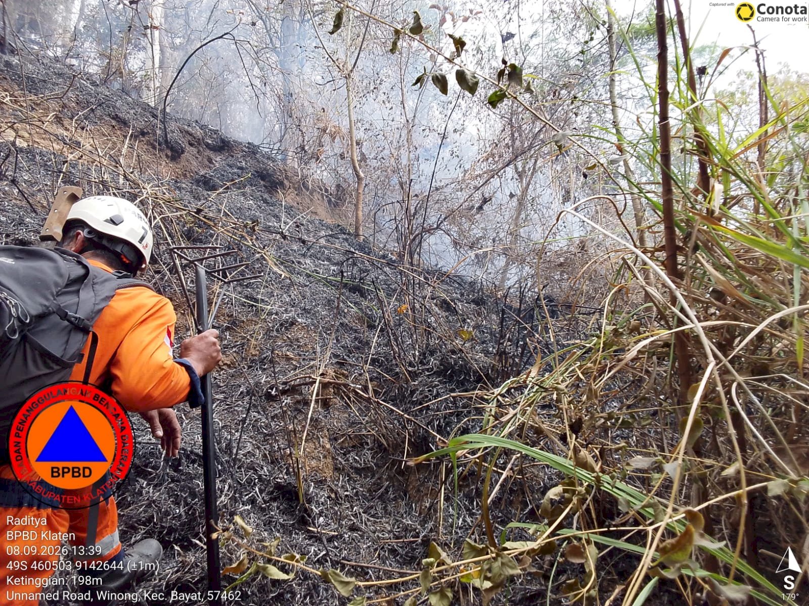 Kebakaran Hutan seluas  ± 3,1 Ha di Gunung Sari Desa Krakitan, Kecamatan Bayat
