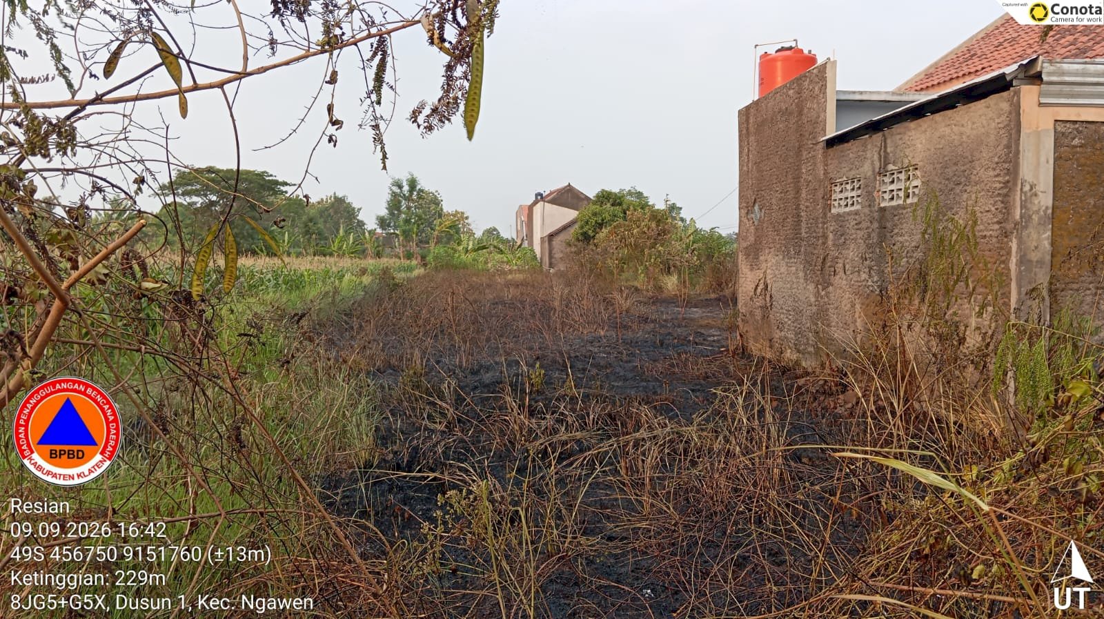 Pembakaran Sampah Tidak Terkontrol,  Lahan Terbakar seluas ± 1.500 m² di Desa Kwaren, Kecamatan Ngawen