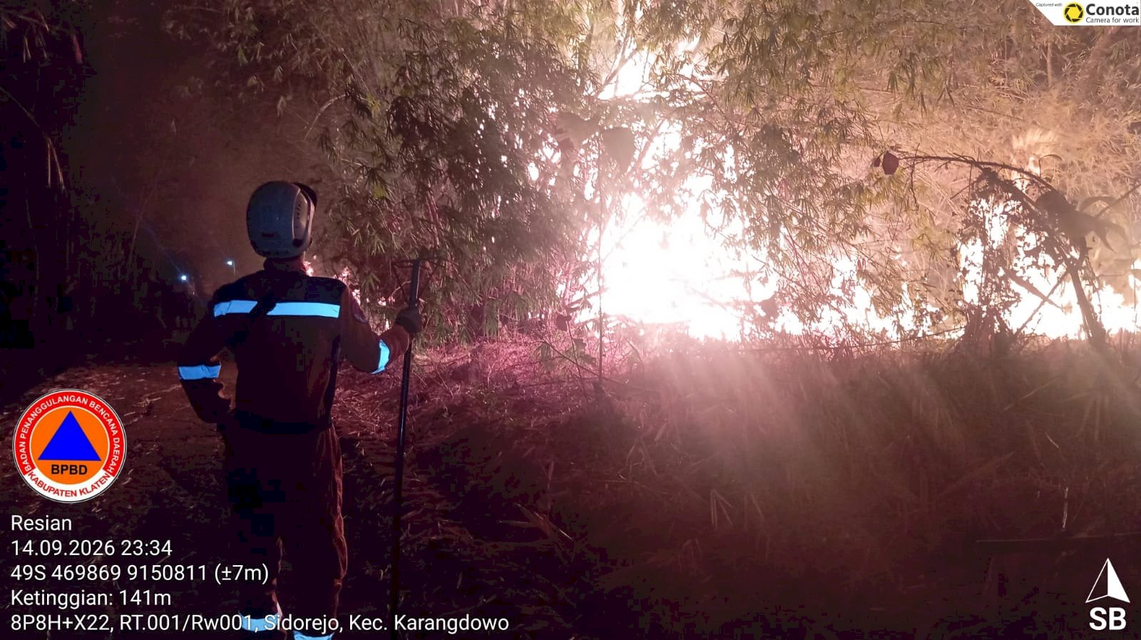 Kebakaran Lahan seluas yang terbakar ± 3 Ha di Desa Kalangan, Kecamatan Pedan