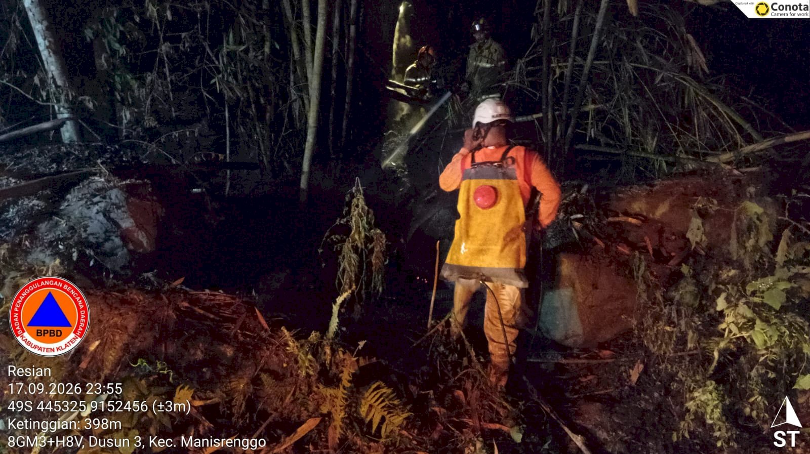 Kebakaran Rumpun Bambu dengan Luasan ± 70 m² di Desa Ngemplakseneng, Kecamatan Manisrenggo